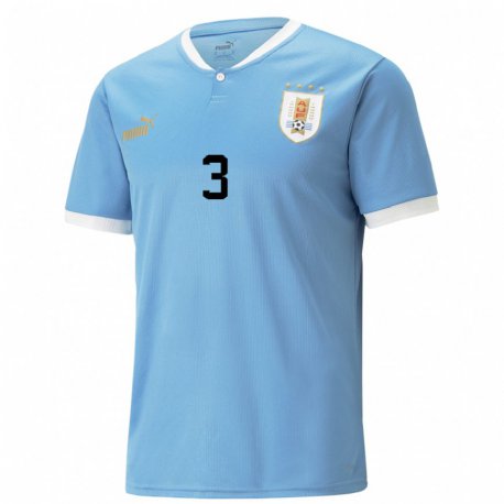 Kandiny Kinder Uruguayische Sebastian Caceres #3 Blau Heimtrikot Trikot 22-24 T-shirt