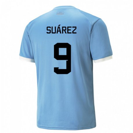 Kandiny Kinder Uruguayische Luis Suarez #9 Blau Heimtrikot Trikot 22-24 T-shirt