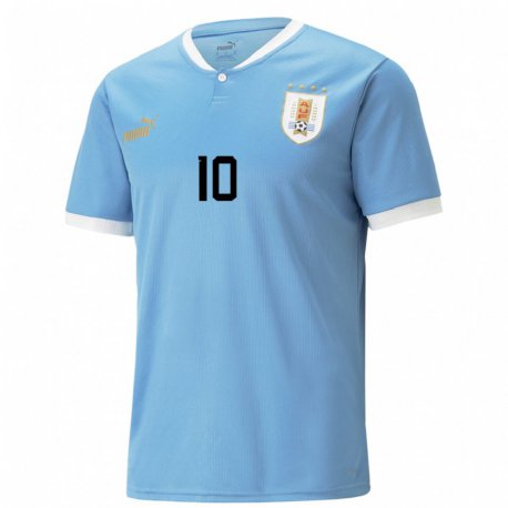 Kandiny Kinder Uruguayische Giorgian De Arrascaeta #10 Blau Heimtrikot Trikot 22-24 T-shirt