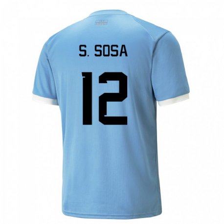 Kandiny Kinder Uruguayische Sebastian Sosa #12 Blau Heimtrikot Trikot 22-24 T-shirt