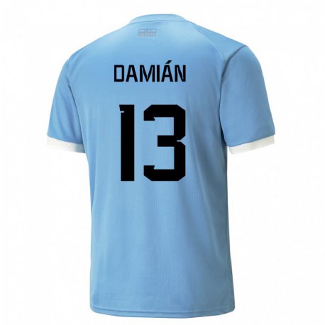 Kandiny Kinder Uruguayische Damian Suarez #13 Blau Heimtrikot Trikot 22-24 T-shirt