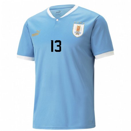 Kandiny Kinder Uruguayische Damian Suarez #13 Blau Heimtrikot Trikot 22-24 T-shirt