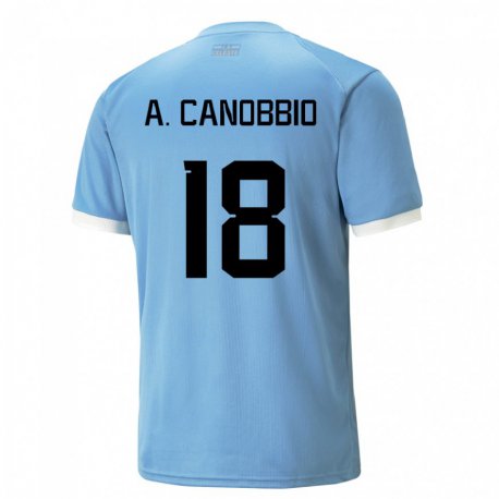 Kandiny Kinder Uruguayische Agustin Canobbio #18 Blau Heimtrikot Trikot 22-24 T-shirt