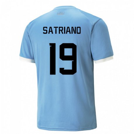 Kandiny Kinder Uruguayische Martin Satriano #19 Blau Heimtrikot Trikot 22-24 T-shirt