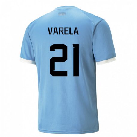 Kandiny Kinder Uruguayische Gullermo Varela #21 Blau Heimtrikot Trikot 22-24 T-shirt