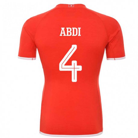 Kandiny Kinder Tunesische Ali Abdi #4 Rot Heimtrikot Trikot 22-24 T-shirt