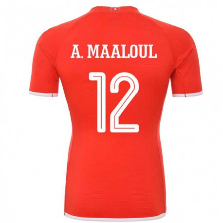 Kandiny Kinder Tunesische Ali Maaloul #12 Rot Heimtrikot Trikot 22-24 T-shirt