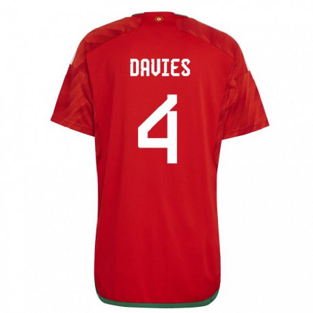 Kandiny Kinder Walisische Ben Davies #4 Rot Heimtrikot Trikot 22-24 T-shirt