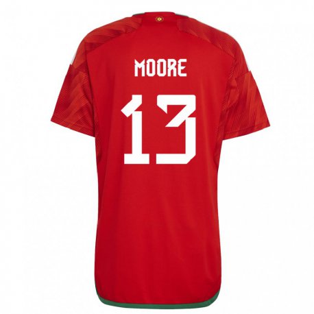 Kandiny Kinder Walisische Kieffer Moore #13 Rot Heimtrikot Trikot 22-24 T-shirt