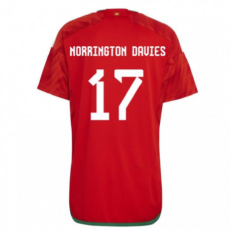 Kandiny Kinder Walisische Rhys Norrington Davies #17 Rot Heimtrikot Trikot 22-24 T-shirt
