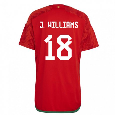 Kandiny Kinder Walisische Jonathan Williams #18 Rot Heimtrikot Trikot 22-24 T-shirt