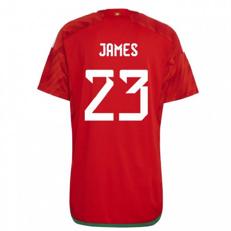 Kandiny Kinder Walisische Jordan James #23 Rot Heimtrikot Trikot 22-24 T-shirt