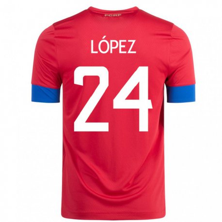 Kandiny Kinder Costa-ricanische Douglas Lopez #24 Rot Heimtrikot Trikot 22-24 T-shirt