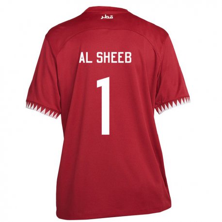 Kandiny Kinder Katarische Saad Al Sheeb #1 Kastanienbraun Heimtrikot Trikot 22-24 T-shirt