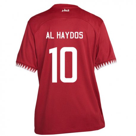 Kandiny Kinder Katarische Hasan Al Haydos #10 Kastanienbraun Heimtrikot Trikot 22-24 T-shirt