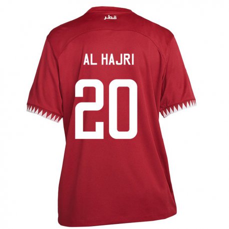 Kandiny Kinder Katarische Salem Al Hajri #20 Kastanienbraun Heimtrikot Trikot 22-24 T-shirt