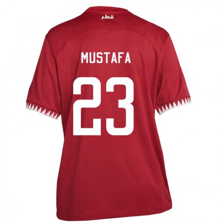 Kandiny Kinder Katarische Mustafa Mashaal #23 Kastanienbraun Heimtrikot Trikot 22-24 T-shirt