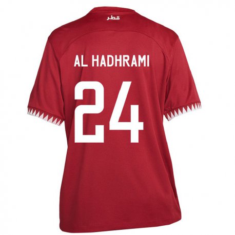 Kandiny Kinder Katarische Naif Abdulraheem Al Hadhrami #24 Kastanienbraun Heimtrikot Trikot 22-24 T-shirt