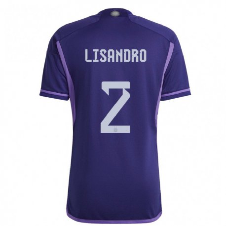 Kandiny Kinder Argentinische Lisandro Martinez #2 Violett Auswärtstrikot Trikot 22-24 T-shirt