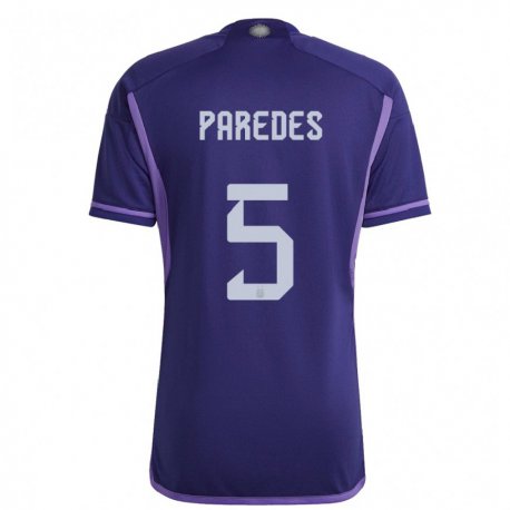 Kandiny Kinder Argentinische Leandro Paredes #5 Violett Auswärtstrikot Trikot 22-24 T-shirt