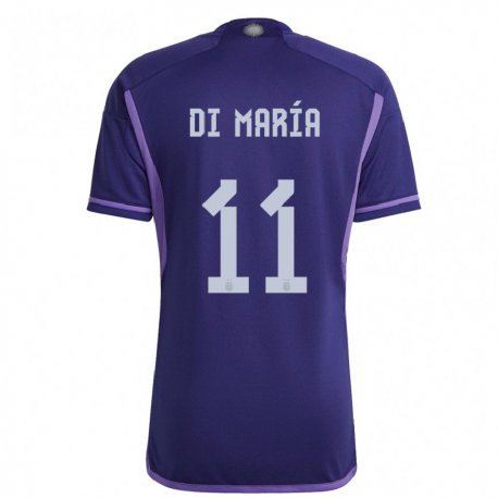 Kandiny Kinder Argentinische Angel Di Maria #11 Violett Auswärtstrikot Trikot 22-24 T-shirt