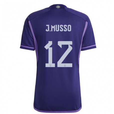 Kandiny Kinder Argentinische Juan Musso #12 Violett Auswärtstrikot Trikot 22-24 T-shirt