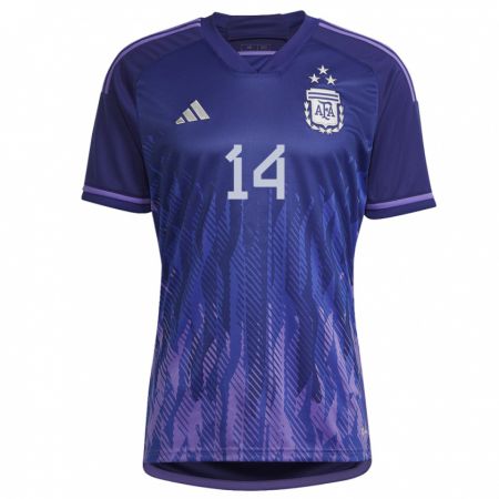 Kandiny Kinder Argentinische Exequiel Palacios #14 Violett Auswärtstrikot Trikot 22-24 T-shirt