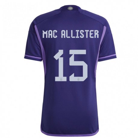 Kandiny Kinder Argentinische Alexis Mac Allister #15 Violett Auswärtstrikot Trikot 22-24 T-shirt