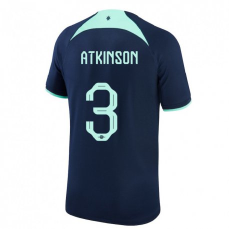 Kandiny Kinder Australische Nathaniel Atkinson #3 Dunkelblau Auswärtstrikot Trikot 22-24 T-shirt
