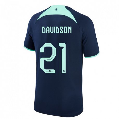 Kandiny Kinder Australische Jason Davidson #21 Dunkelblau Auswärtstrikot Trikot 22-24 T-shirt