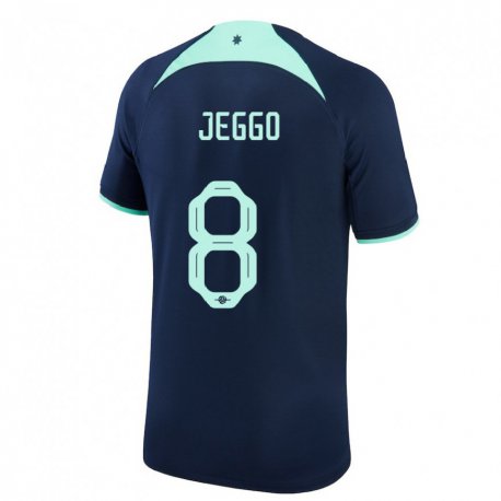 Kandiny Kinder Australische James Jeggo #8 Dunkelblau Auswärtstrikot Trikot 22-24 T-shirt