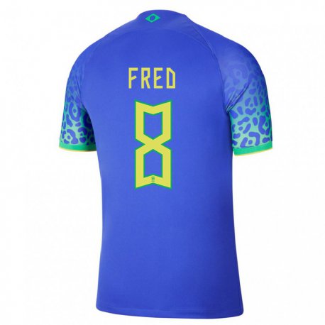 Kandiny Kinder Brasilianische Fred #8 Blau Auswärtstrikot Trikot 22-24 T-shirt