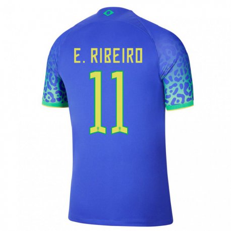 Kandiny Kinder Brasilianische Everton Ribeiro #11 Blau Auswärtstrikot Trikot 22-24 T-shirt