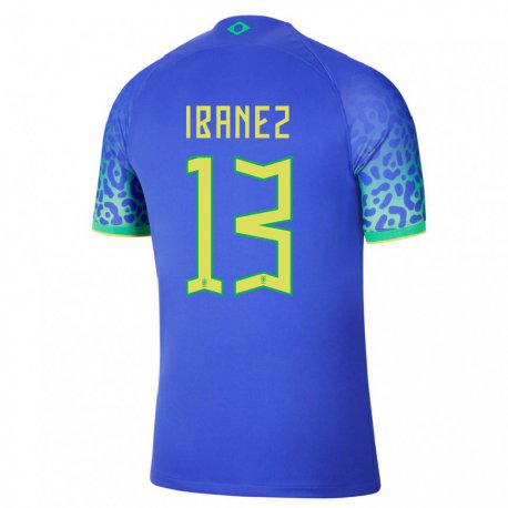 Kandiny Kinder Brasilianische Roger Ibanez #13 Blau Auswärtstrikot Trikot 22-24 T-shirt