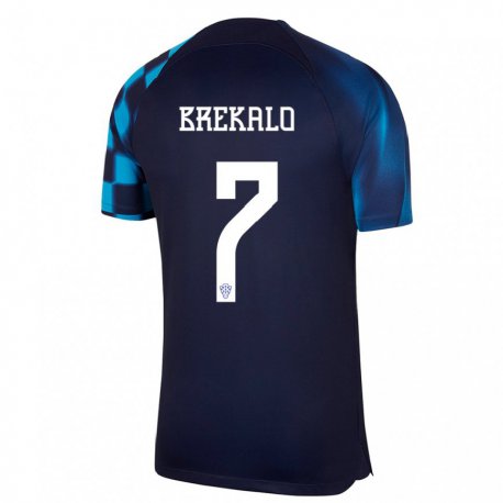 Kandiny Kinder Kroatische Josip Brekalo #7 Dunkelblau Auswärtstrikot Trikot 22-24 T-shirt