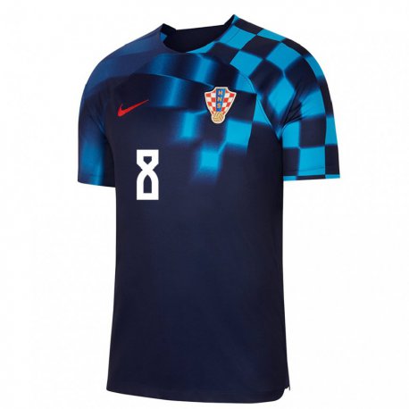 Kandiny Kinder Kroatische Mateo Kovacic #8 Dunkelblau Auswärtstrikot Trikot 22-24 T-shirt