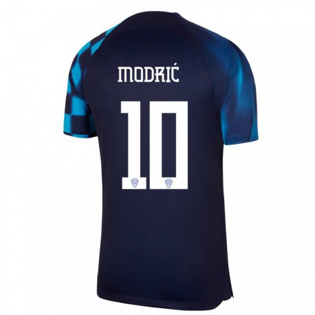 Kandiny Kinder Kroatische Luka Modric #10 Dunkelblau Auswärtstrikot Trikot 22-24 T-shirt
