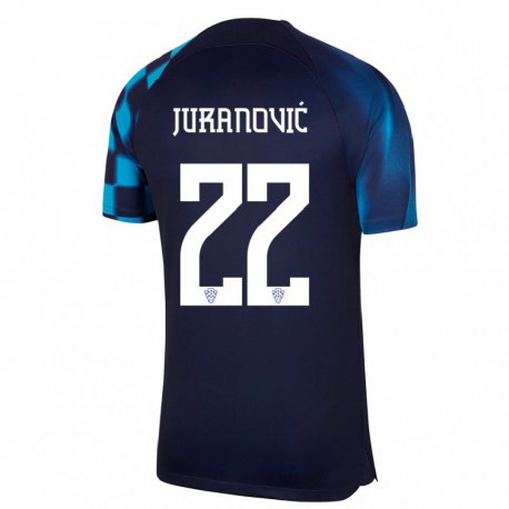 Kandiny Kinder Kroatische Josip Juranovic #22 Dunkelblau Auswärtstrikot Trikot 22-24 T-shirt