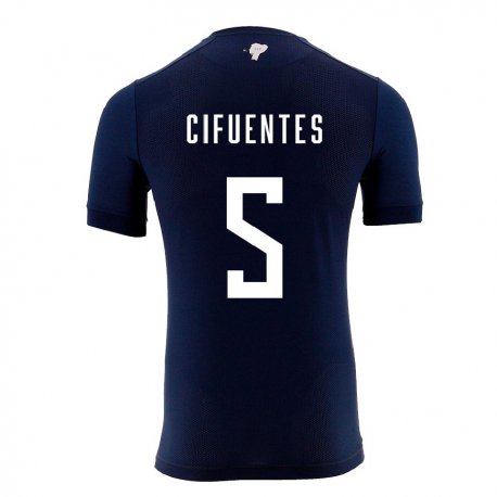 Kandiny Kinder Ecuadorianische Jose Cifuentes #5 Marineblau Auswärtstrikot Trikot 22-24 T-shirt
