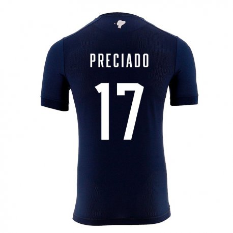 Kandiny Kinder Ecuadorianische Angelo Preciado #17 Marineblau Auswärtstrikot Trikot 22-24 T-shirt