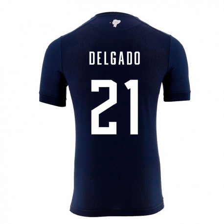 Kandiny Kinder Ecuadorianische Patrickson Delgado #21 Marineblau Auswärtstrikot Trikot 22-24 T-shirt