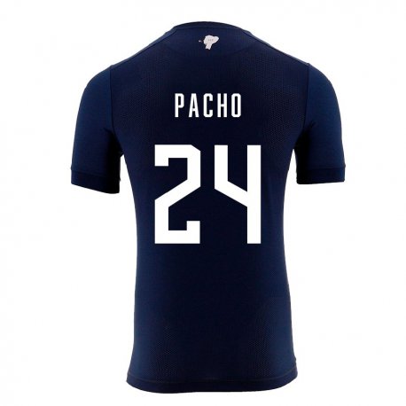 Kandiny Kinder Ecuadorianische William Pacho #24 Marineblau Auswärtstrikot Trikot 22-24 T-shirt