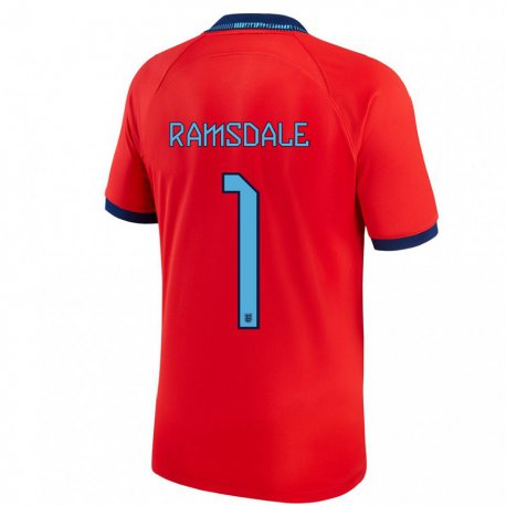 Kandiny Kinder Englische Aaron Ramsdale #1 Rot Auswärtstrikot Trikot 22-24 T-shirt