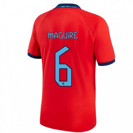 Kandiny Kinder Englische Harry Maguire #6 Rot Auswärtstrikot Trikot 22-24 T-shirt