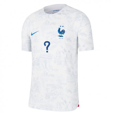 Kandiny Kinder Französische Ihren Namen #0 Weiß Blau Auswärtstrikot Trikot 22-24 T-shirt