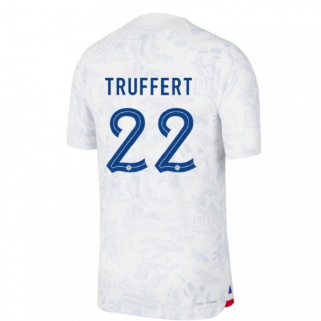 Kandiny Kinder Französische Adrien Truffert #22 Weiß Blau Auswärtstrikot Trikot 22-24 T-shirt
