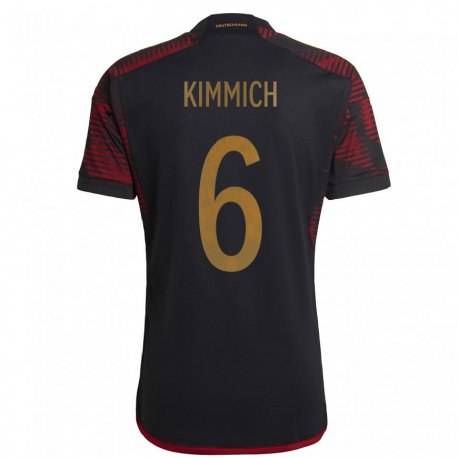 Kandiny Kinder Deutsche Joshua Kimmich #6 Schwarz Kastanienbraun Auswärtstrikot Trikot 22-24 T-shirt