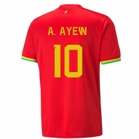 Kandiny Kinder Ghanaische Andre Ayew #10 Rot Auswärtstrikot Trikot 22-24 T-shirt