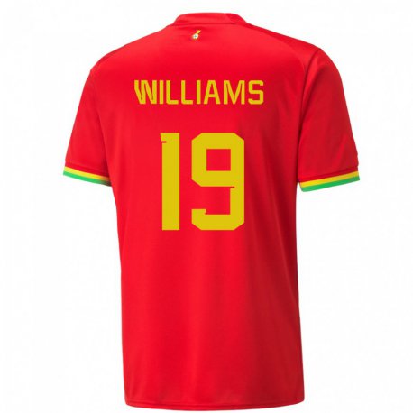 Kandiny Kinder Ghanaische Inaki Williams #19 Rot Auswärtstrikot Trikot 22-24 T-shirt