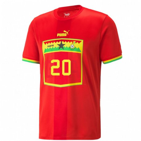 Kandiny Kinder Ghanaische Mohammed Kudus #20 Rot Auswärtstrikot Trikot 22-24 T-shirt